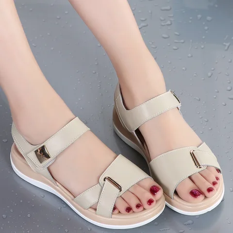 sandals 2022 fashion hook loop summer sandals women shoes elegant solid color beach shoes female basket femme plus size