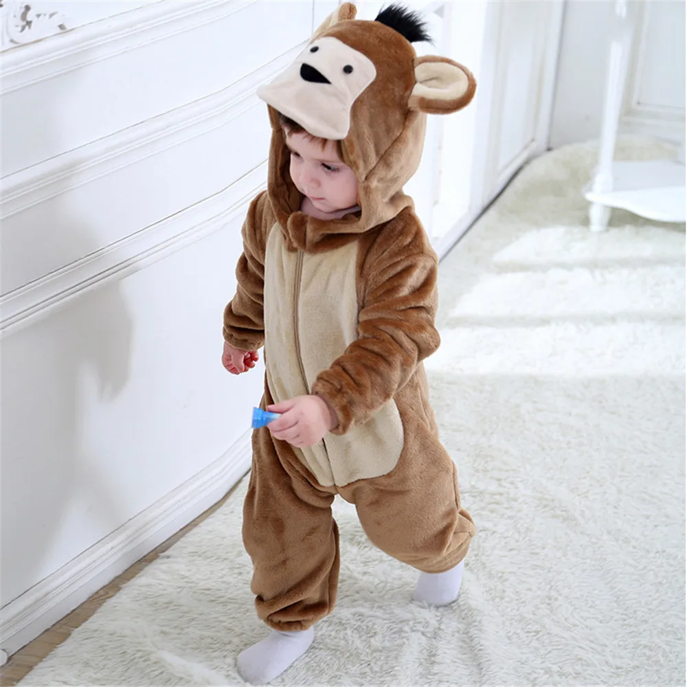 Animal Monkey Kigurumi Baby Winter Wear Festival Costume 1-3 Years Children Kid Cosplay Suit Funny Animal Onepiece Fantasia