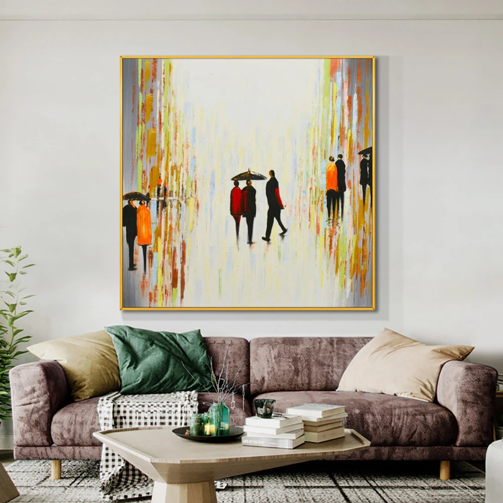 People Walking In The Street Wall Art Painting 100 Hand Painted Figure