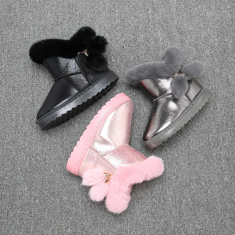 

2019 New Winter Girls boots children Boots rubber non-slip outdoor snow Boots fur warm big virgin Girls boots Big Girls Shoes