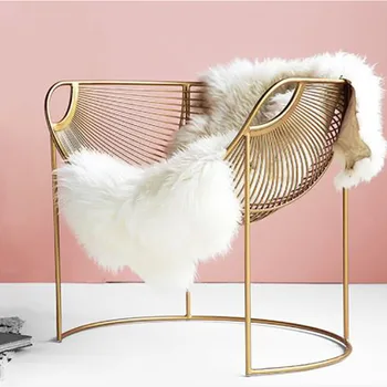 

Nordic Creative Single Hollow Chair Lightweight Golden Iron Art Chair Lazy Net Red Lifting Chair Designer Leisure Chair