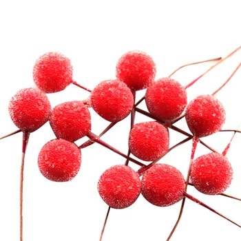 

100pcs Fake Plant Decor Artificial Red Berry Berries Ornaments Christmas Flower for Shop Party Office Home
