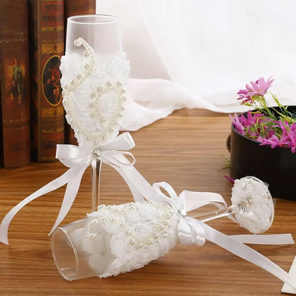 Practical 2Pcs/Set Wedding Glasses Personalized Champagne Flutes Crystalline Party Gift Toasting Glass Goblet Anniversary