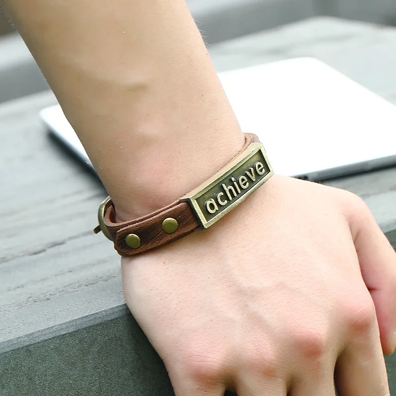 Achieve New Hot Bracelet Women Men Handmade Braid Genuine Adjustable Leather Bracelet Wrap Charm Cross Bracelets Fine Jewelr