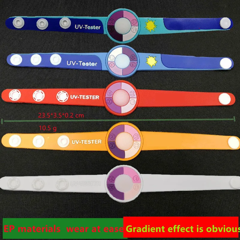Silicone Bracelet Children's Outdoor UV Test Bracelet Wrist Watch EP PVC Soft Rubber Hand Strap Environmentally Friendly Silicone Bracelet