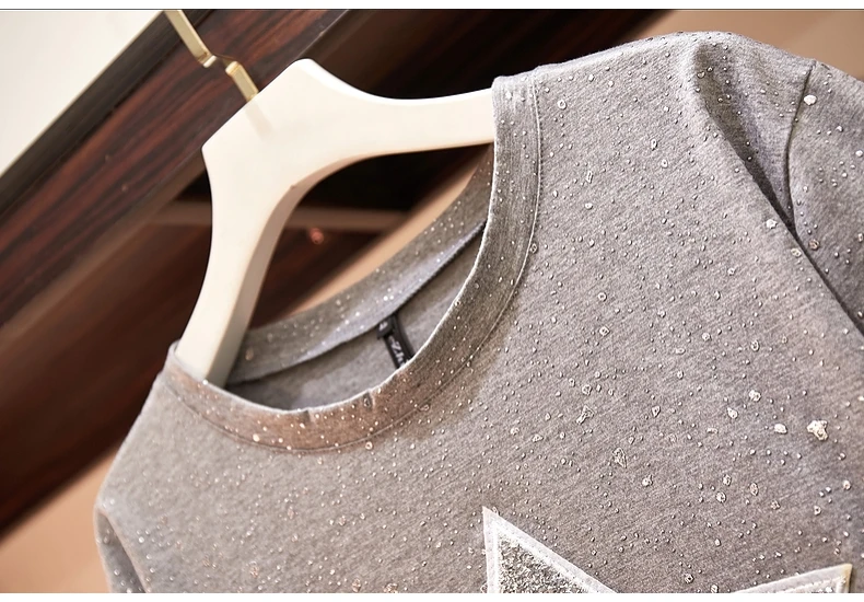 Осень, плюс размер, XL-4XL, женские футболки, расшитые блестками, свободные топы с длинным рукавом, harajuku, Хлопковая женская футболка, повседневная, с круглым вырезом, футболки