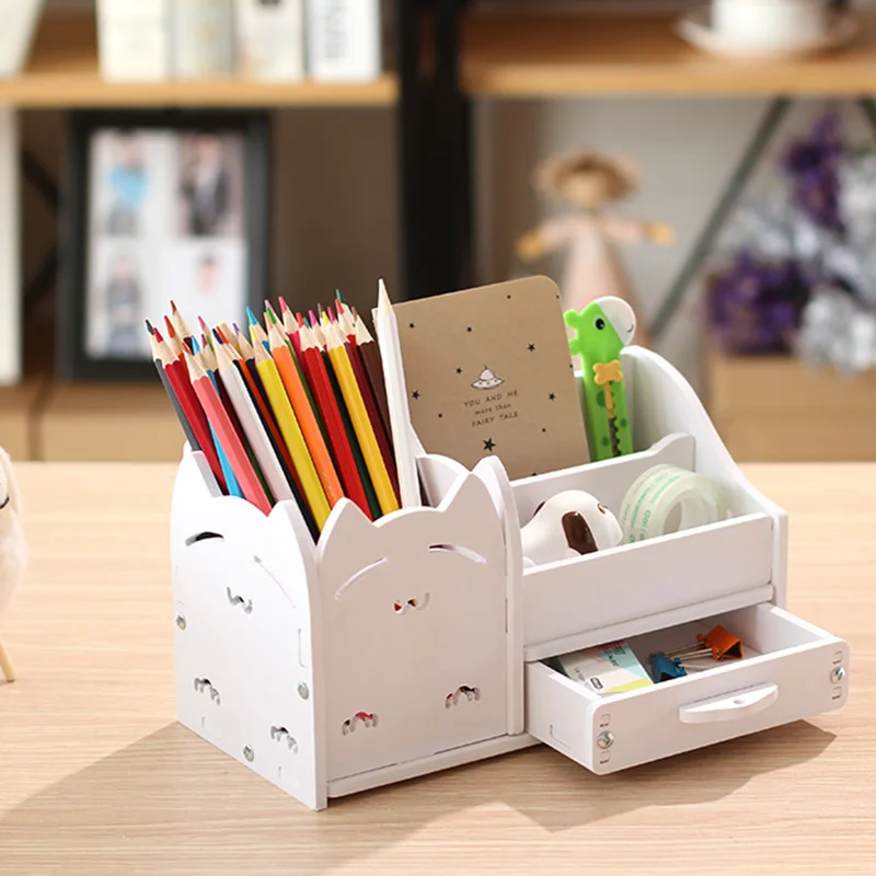  Multifunction School Desk Pen Pencils Drawer Case Storage Box Table Simple Pencil Shelf Holder Offi