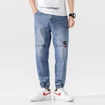 

Han edition men's spring and summer beam foot jeans popular logo harlan leisure jeans new students long pants