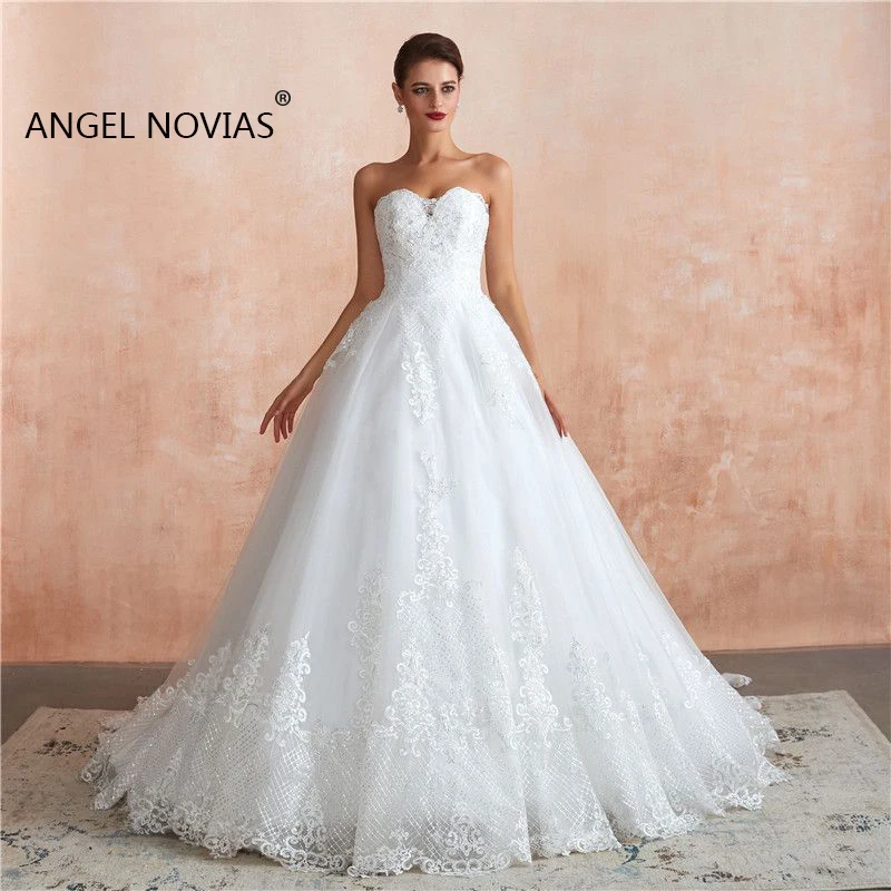 ANGEL NOVIAS длинное белое свадебное платье трапециевидной формы 2020 Бохо Свадебное Платье Vestidos De Noiva Robe De Marie