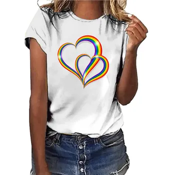 

Hillbilly Cotton T Shirt for Women Clothing Round Neck Short Sleeve Lover Heart Harajuku Couple Tops Tees Shirt Femme Size S-XXL