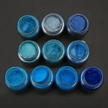 

10 Colors Sea Blue Mica Powder Pearl Pigment Epoxy Resin Colorant Cosmetic Grade Make up Soap Making Pearl Color Dye Kit