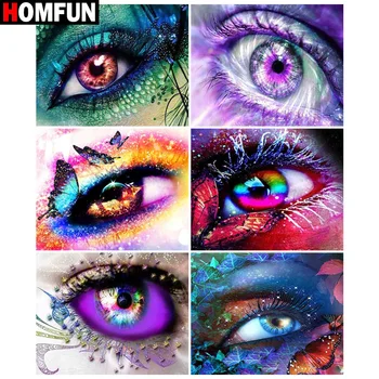 

HOMFUN Rhinestone Painting Crystal Decor Diy Diamond Painting "Eye color butterfly" 3D Cross Stitch Pattern Diamond Embroidery