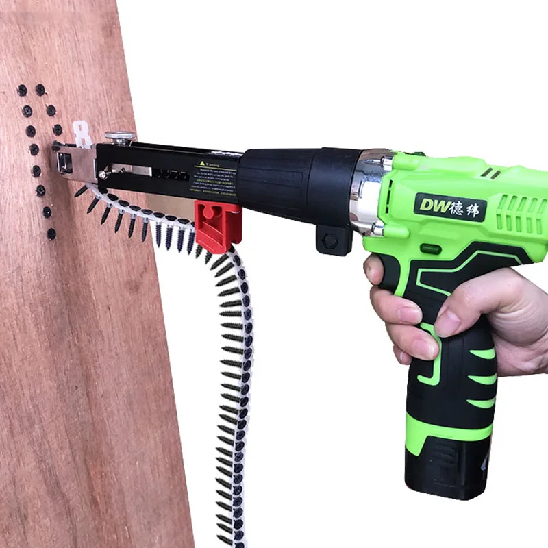 

Electric Chain Belt Screw Gun Automatic Climbing Nail Gun Head Plasterboard Self-Tapping Screw Quick Nailing Decoration Tool