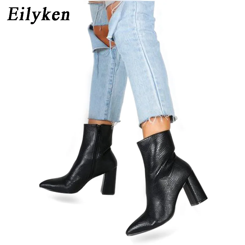 

Eilyken High Quality Women Ankle Boots Zip Pointed Toe Footwear 10.5CM High Heels Female Boots Party Shoes Women 2020 New Winter