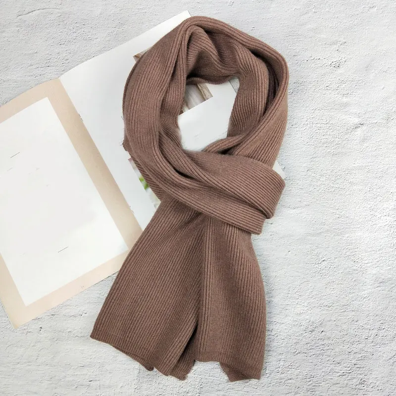 CAMEL Новинка, 30*180 см, Женские однотонные кашемировые шарфы, женские зимние плотные теплые мягкие шали, шарфы, чистый цвет, для пар, вязаный шерстяной длинный шарф - Цвет: CAMEL