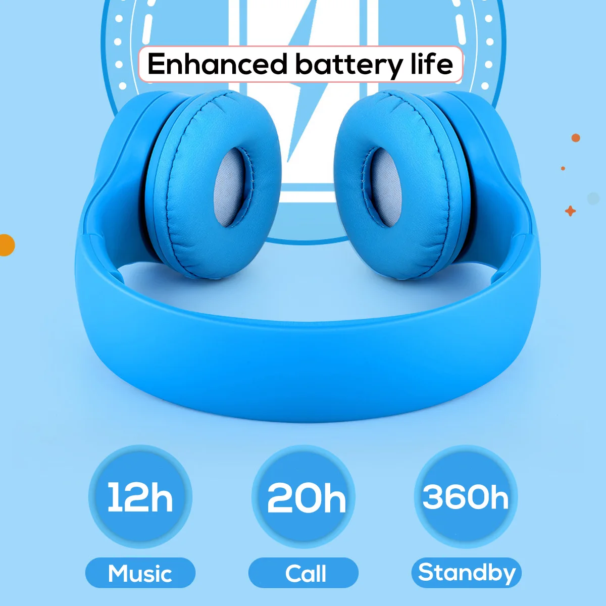 Wireless bluetooth Kids Headphone 85dB Foldable Portable Children Child Safe Over Ear Adjustable Headset Girls Boys Gift