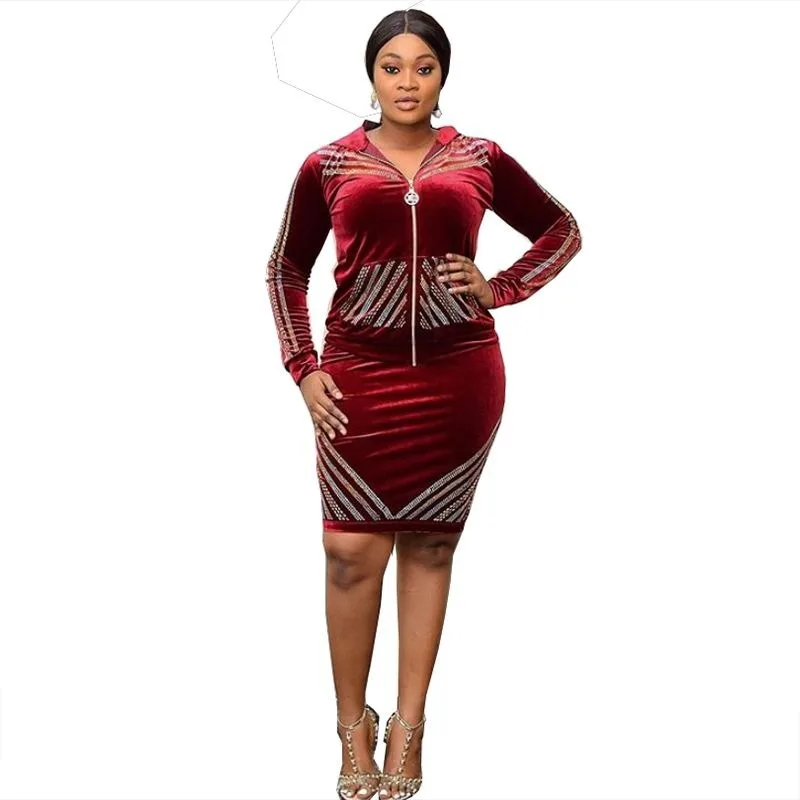 Женские комплекты из 2 предметов осенне зимние Бархатные Дашики африканские двух