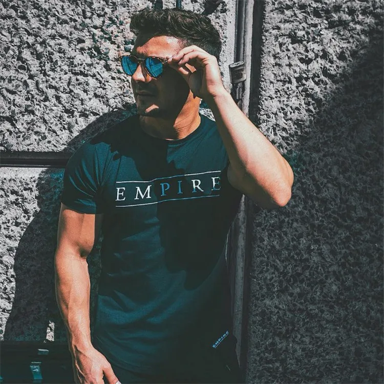 Мужская Спортивная Футболка Muscle Brother в европейском и американском стиле, лидер продаж, Модная хлопковая футболка, футболка с круглым вырезом и принтом AliExp