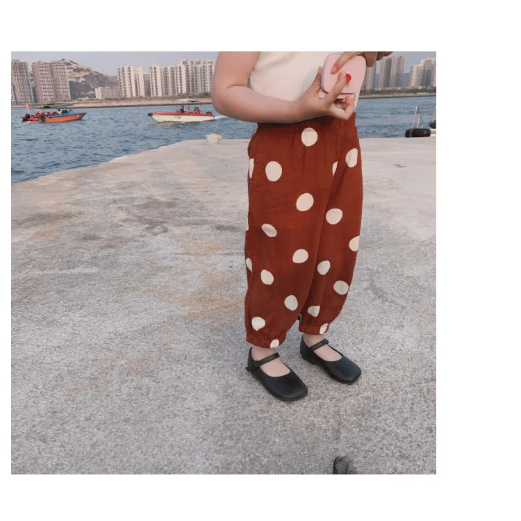 Children Anti Mosquito Pants Summer Thin Section Cotton Linen Girls New Style Babies' Trousers Infants Polka Dot Pants