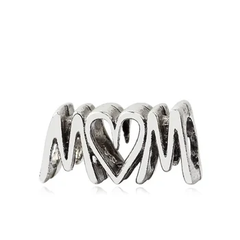 

New Fashion Silver Color DIY Trinket Carved Mom Letters Hearts Alloy Beads Charms Fit Original Pandora Bracelets for Women Girl