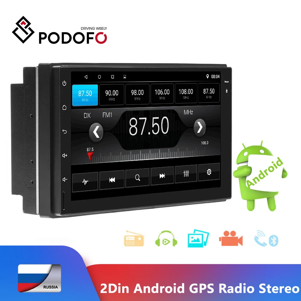 

Podofo Android 7'' Touch Screen 2 Din Car Radio Player GPS Navigation WiFi Bluetooth Autoradio Stereo 2din Car Multimedia Player
