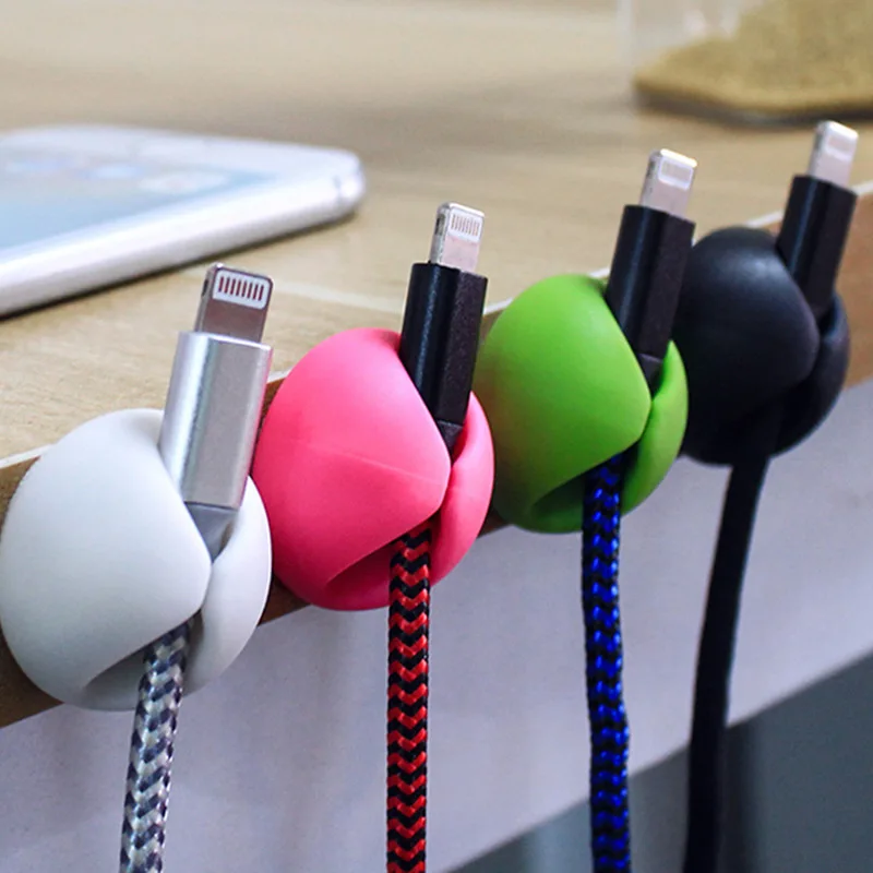 4pc/set Cable Winder Cord Organizer Earphone Holder Silicone Tie Fixer Wire Management Desktop cable manager afbeelding