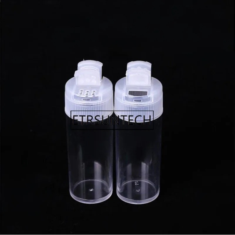 

500pcs Empty Glitter Shaker Chilli Powder Sea Salt Bottle Container Flip Top Powder Sifter Plastic Bottles Double Lids
