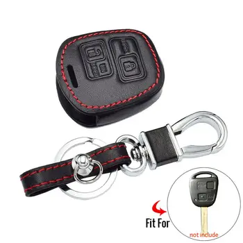 

For Lexus ES GX Toyota RAV4 Camry Highlander Corolla Prado Avensis Yaris Auris PU Leather 2 Buttons Remote Black Fob Cover Case