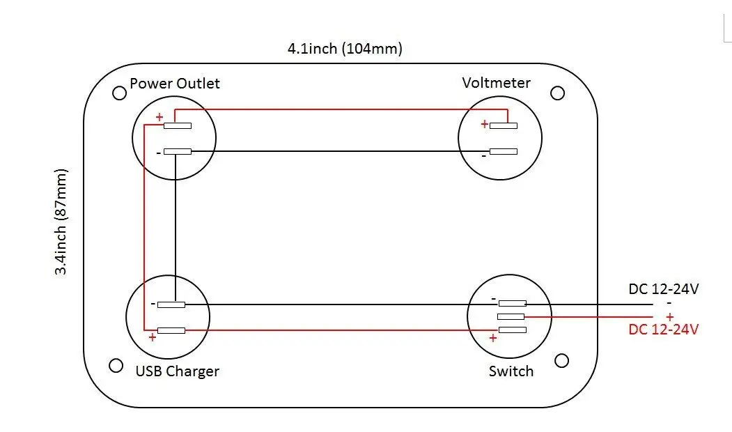 DIY 4 в 1 двойное USB зарядное устройство 4.2A вольтметр 12 В розетка питания ВКЛ ВЫКЛ