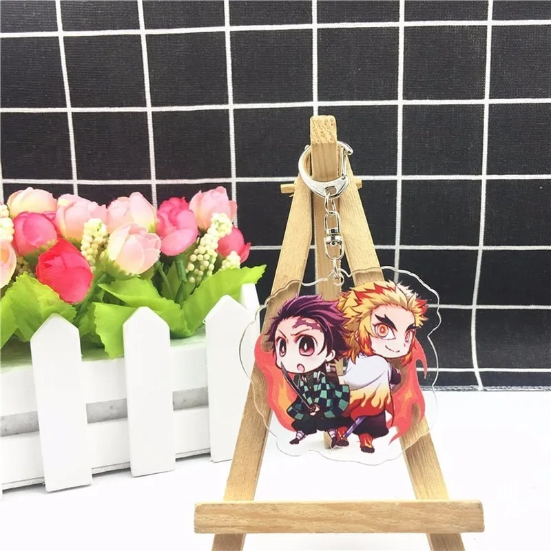 Anime Demon Slayer Kimetsu no Yaiba keychain Kamado Nezuko Kochou Shinobu Kanroji Mitsuri acrylic key chain cartoon cute funny