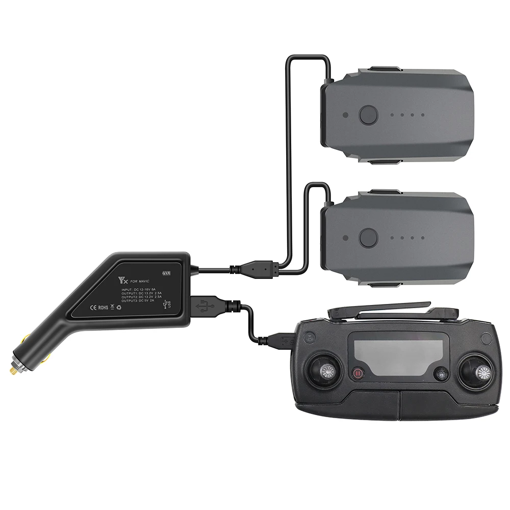 Автомобильное зарядное устройство с двумя батарейками для DJI Mavic Pro USB-портом