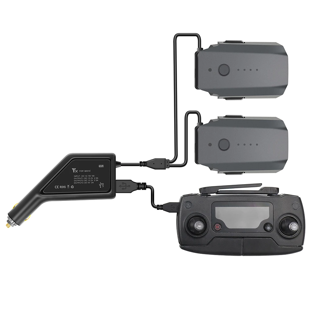 Günstige Outdoor Dual Batterie Auto Ladegerät für DJI Mavic Pro mit USB Port Fernbedienung Teile Schnelle Aufladen Intelligente