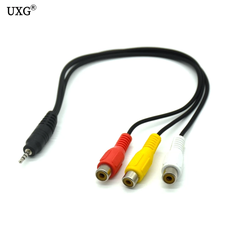 2.5mm Male to 3 RCA Female Composite Audio Video AV Adapter Connector Cable cord wire for Audio Video