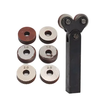 

NIANLENSS 7pcs Steel Dual Wheel Knurling Tool Set Diagonal Linear Knurl Wheel Linear Pitch Knurl Set