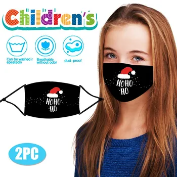 

2PC Christmas Children Windproof Face Shield Washable Mouth Mask Breathable Face Mask Face Shield Cloth Reusable mondmaskers