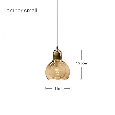 amber small Современный подвесной светильник для кухни, большая лампочка, абажур, стеклянный подвесной светильник для кафе, Домашний Светильник, Светильники для бара, Подвесная лампа - Цвет корпуса: amber small