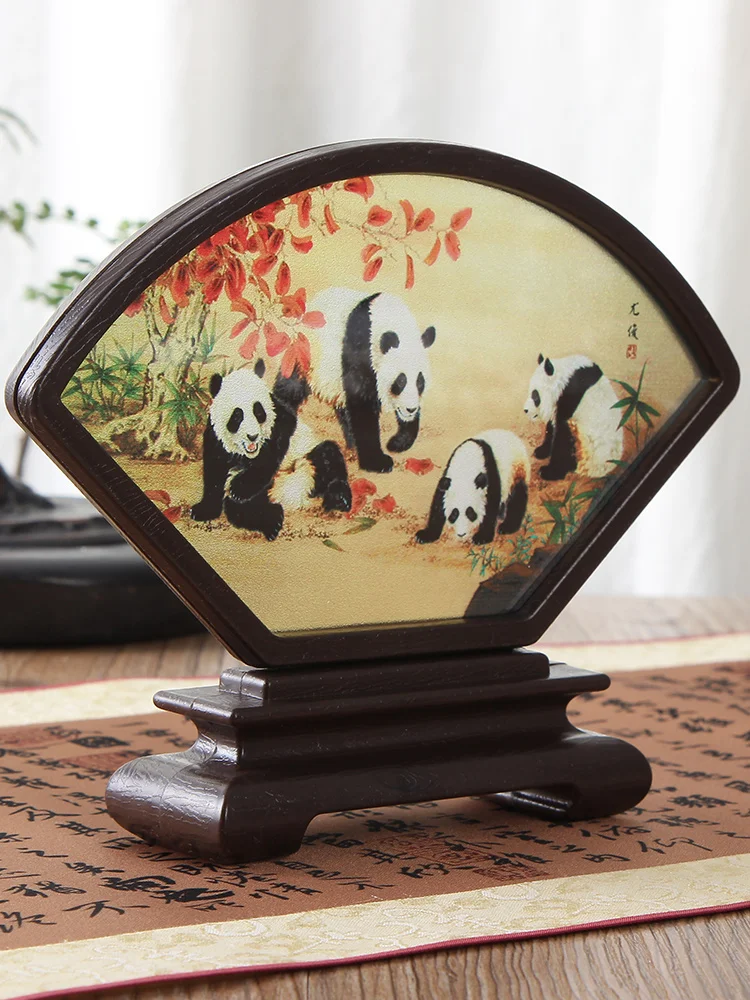 

Antique Fan shape Chinese Table Ornaments Decor items for Living Room Home Accessories Office Desk Decoration Gifts with box