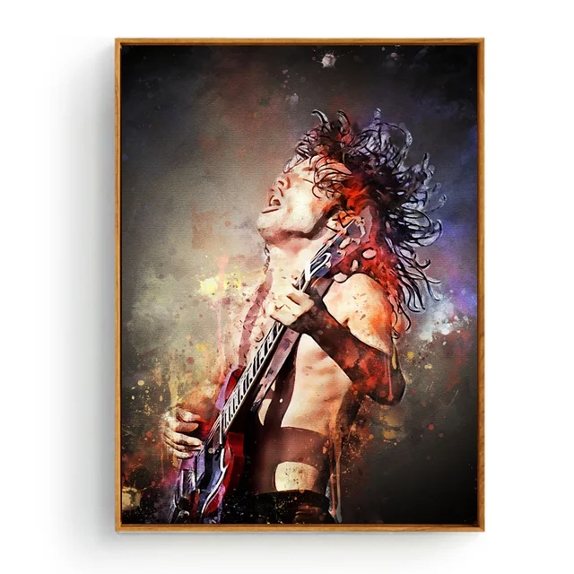 Portrait of Famous Guitarists Printed on Canvas 6