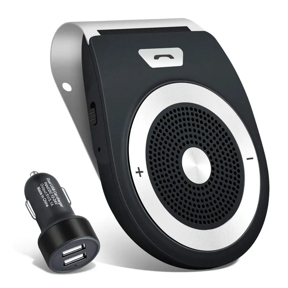 Bluetooth 4.1 Handsfree Car Kit Visor Speakerphone AUTO Power ON with Motion Sensor for Smartphone Devices car Charger