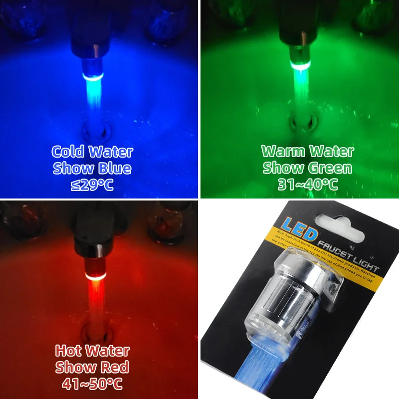 KPS LED Light Hydroelec Light Temperature Sensor Hand Shower Water Faucet Nozzle Bathroom Kitchen Shower Water Hose Pipe bathroom faucet