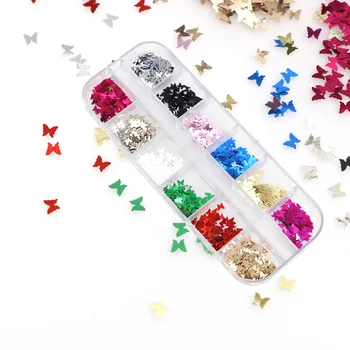 

12 Grids Mix Butterfly Shape 3D Nail Glitter Sequins UV Resin Epoxy Mold Filling Nail Art Decorations Resina
