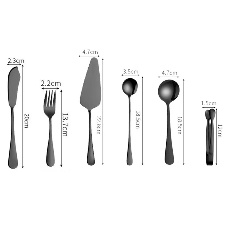 Rradom 6pcs 6 шт./компл. черная столовая посуда, нержавеющая сталь набор столовых приборов нож для раздачи вилка совки набор столовых приборов набор кухонных принадлежностей - Цвет: Rradom 6pcs