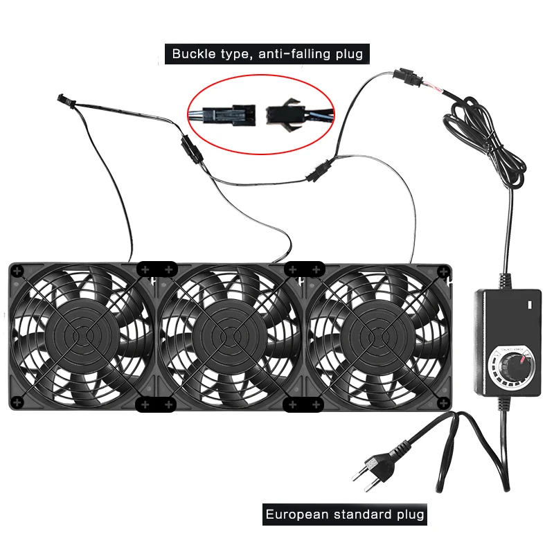 12cm High Speed Large Air Volume 100V 110V 220V Btc Mining Machine Workstation Cabinet 120MM  Server Case Cooling System Fan Kit