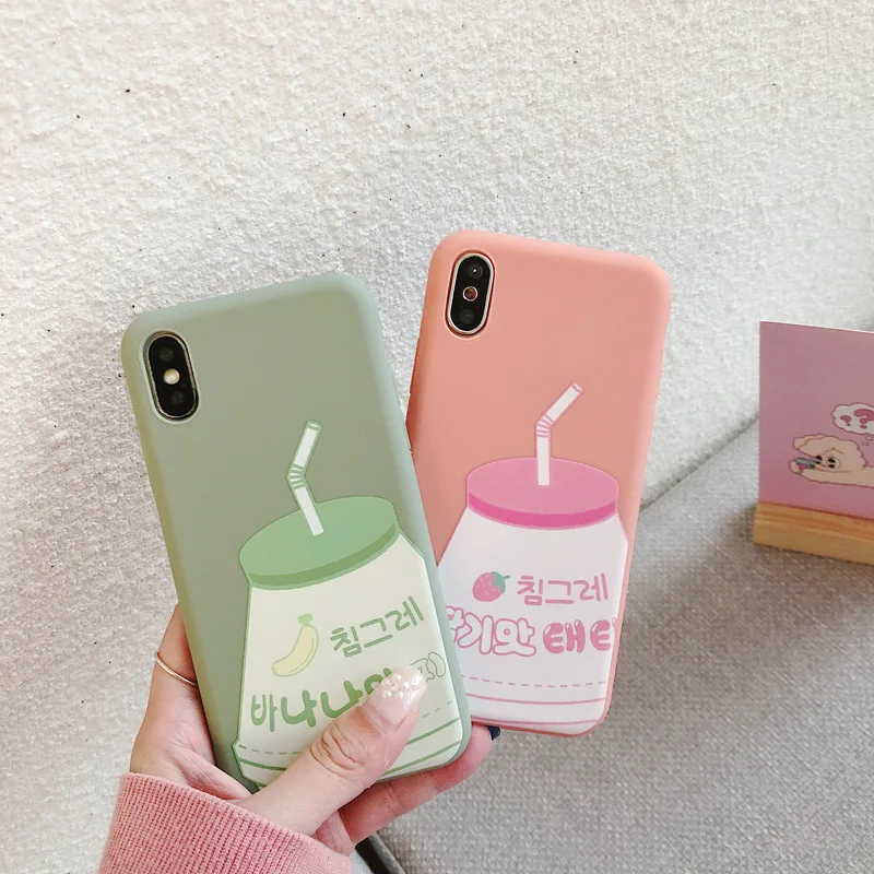 GYKZ Япония Корея банан молоко клубника напиток телефонный чехол для iPhone XS MAX 11 Pro 12