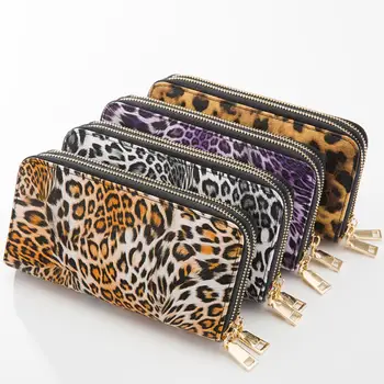 

Women Leopard Print Wallet Double Zipper Multi-card Long Phone Holder Bag Purse Zipper Multi-card Long Phone Holder Bag Purse
