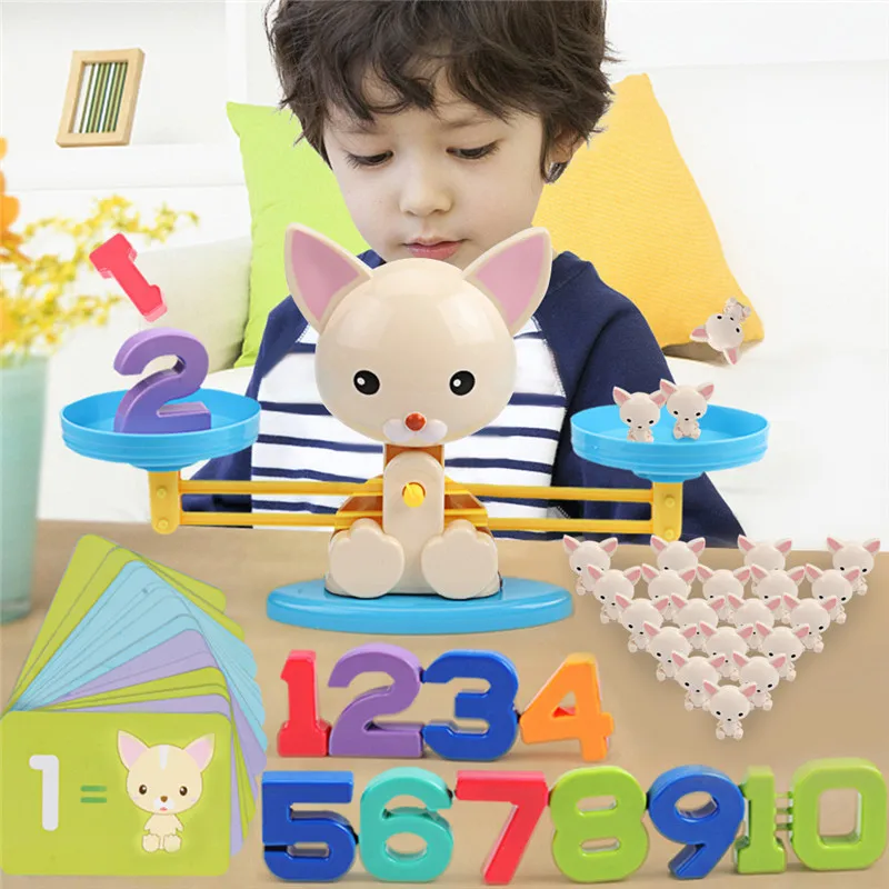 Весы, математические числа, настольная игра для матча, детские математические игрушки, цифровое сложение, вычитание, игра, Скалка, щенок, балансирующая игрушка - Цвет: Dog