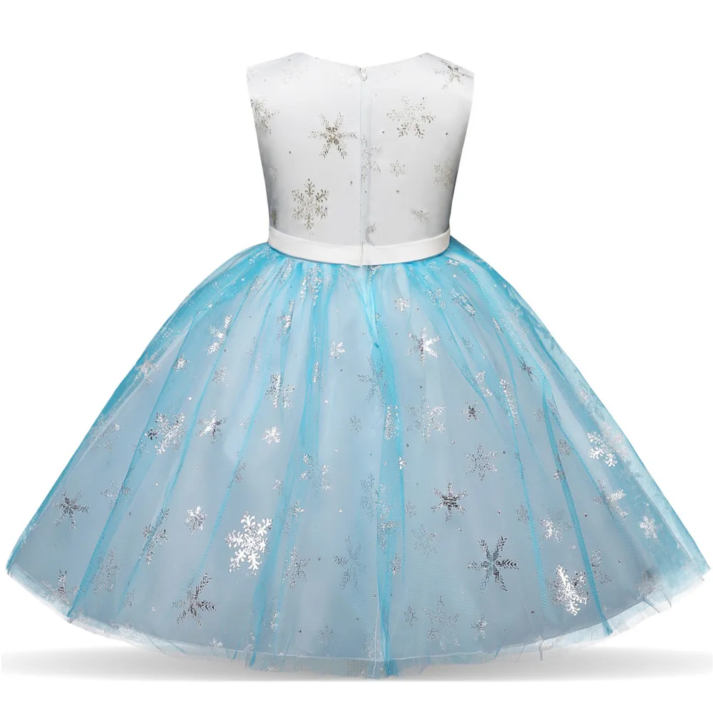 Одежда для девочек; платья Эльзы без рукавов с принтом снежинки; Рождественский костюм для девочек; детское элегантное платье для дня рождения; платье для девочек