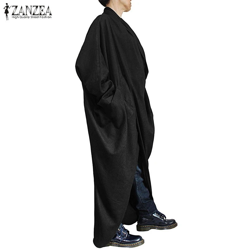 ZANZEA, винтажное асимметричное платье с подолом, осенняя Женская длинная рубашка с воротником-хомутом и длинным рукавом, повседневный свободный сарафан, Robe Femme Vestido 7
