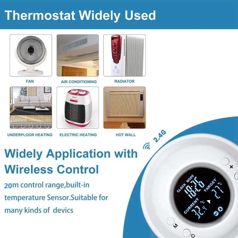RF-200N RF беспроводной термостат программируемый комнатный регулятор температуры с вилкой ЕС