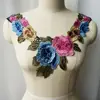 Robe à fleurs roses brodées, col en tissu à pompon de Rose rouge, feuilles de fleurs appliquées, couture sur Patch pour décoration de mariage à bricolage-même ► Photo 3/6